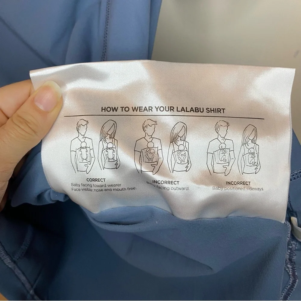 LALABU Men’s The Dad Shirt Baby Front Pouch Short Sleeve Brook Blue Sz Medium - Picture 13 of 14